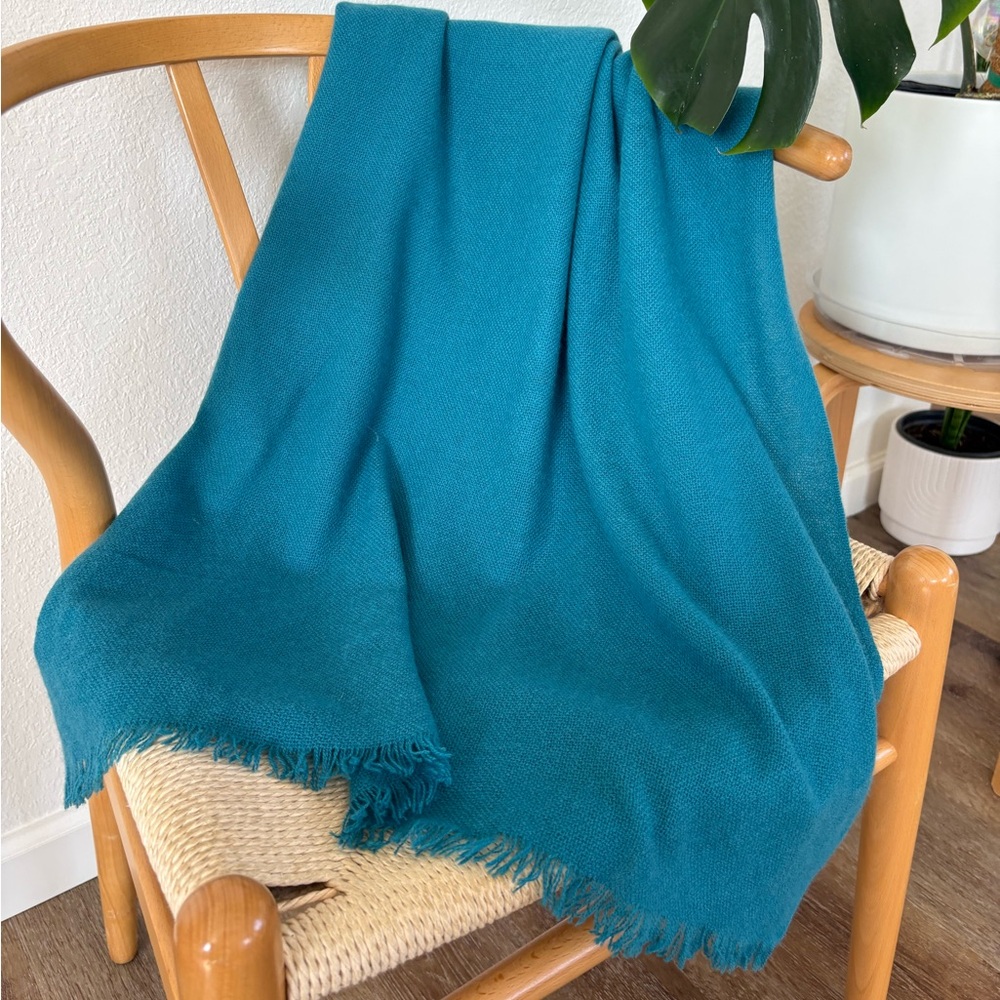 NWOT Furla Cashmere 100% Large Scarf /Shawl in Turquoise Blue